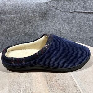 Totes Mens Corduroy Hoodback Slippers Memory Foam Navy Blue Size XL 11-12